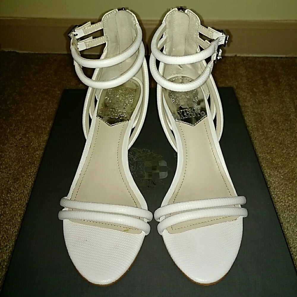 Vince Camuto Wynter White Lizard Wedges